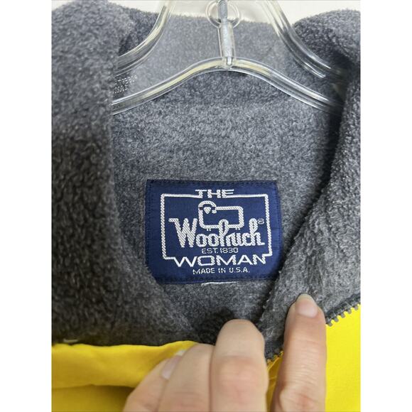 Vintage 80s Woolrich Woman Fleece Lined Yellow Warm Up Jacket Outdoor Medium? - Picture 7 of 10